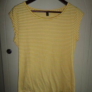 NWOT J. Crew Striped T-Shirt M Banana/White Cap Sleeves